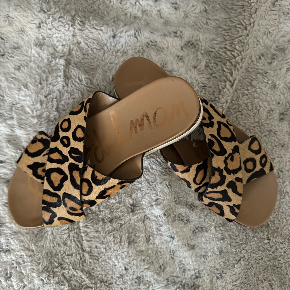 Sam Edelman Cheetah Print Platform Slide Sandal Shoes 9M